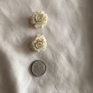 Elegant Cream Rose Earrings